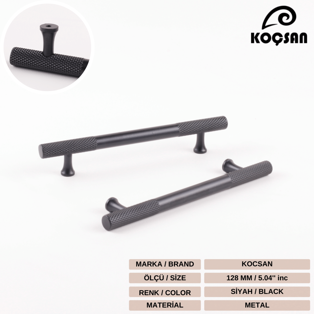 Apex 128 mm Siyah Kulp Lüks Country Mutfak Mobilya Dolap Çekmece Kulpu