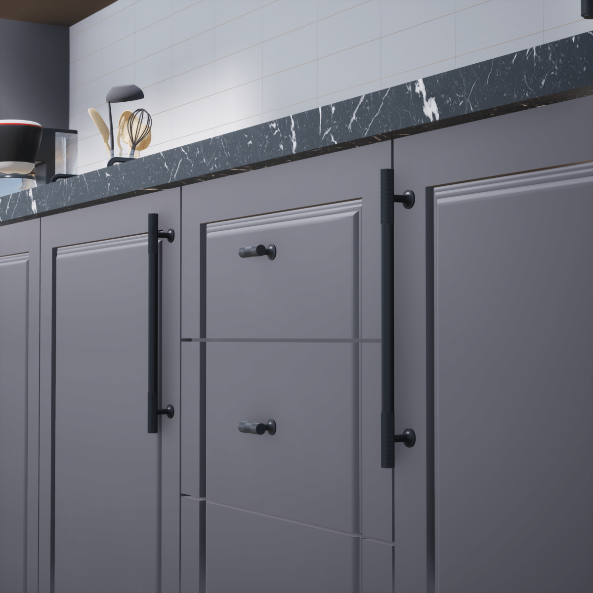 Apex 128 mm Siyah Kulp Lüks Country Mutfak Mobilya Dolap Çekmece Kulpu