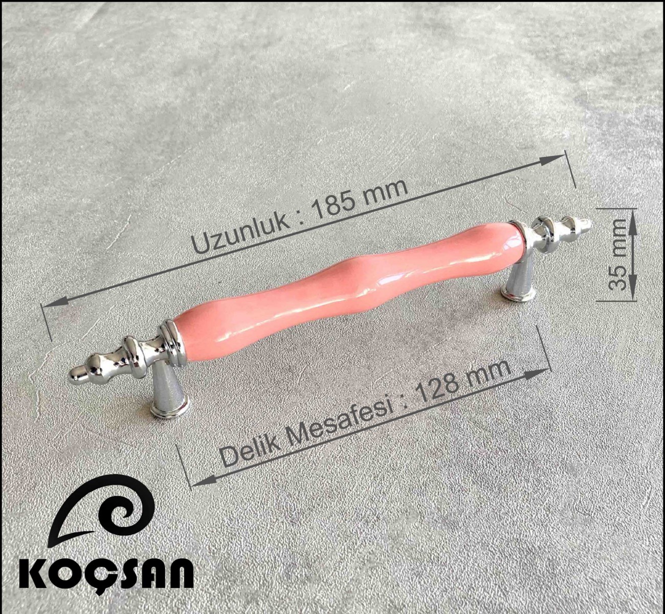 Asos 128 mm Pembe Porselen Kulp Lüks Country Mutfak Mobilya Dolap Çekmece Kulpu