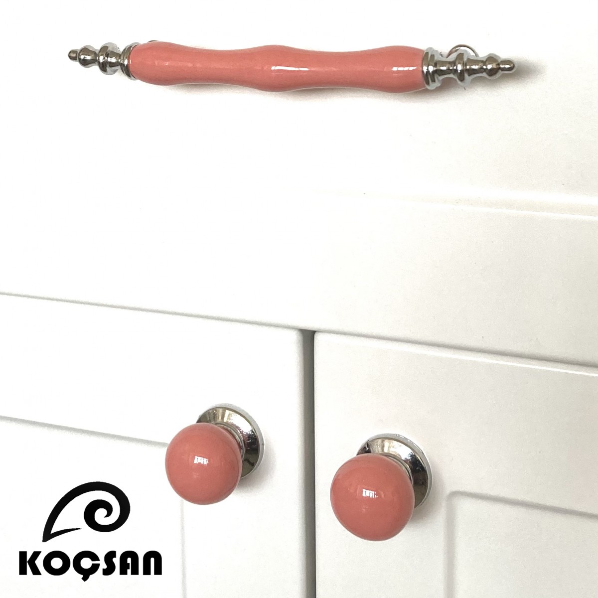 Asos 128 mm Pembe Porselen Kulp Lüks Country Mutfak Mobilya Dolap Çekmece Kulpu