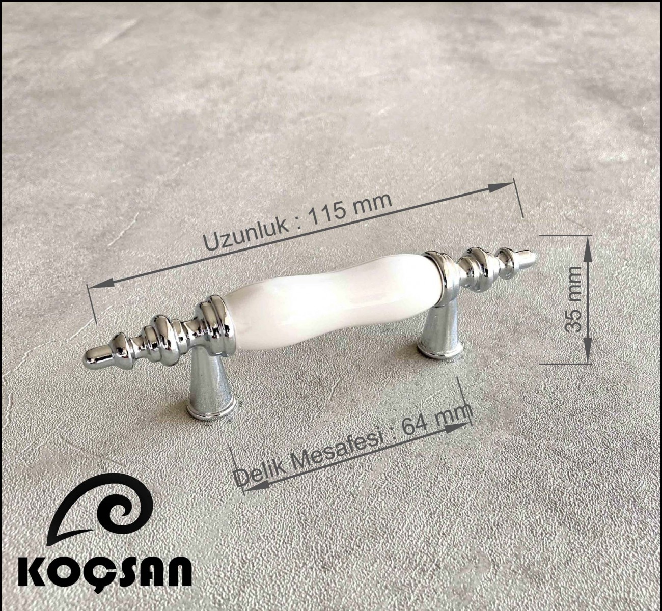 Asos 64 mm Beyaz Porselen Kulp Lüks Country Mutfak Mobilya Dolap Çekmece Kulpu