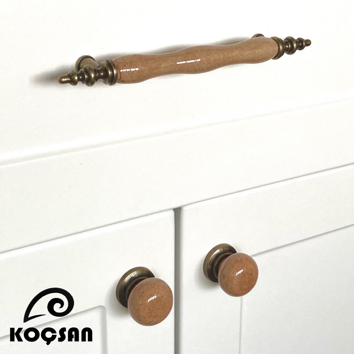 Asos 96 mm Antik Sarı Porselen Kulp Lüks Country Mutfak Mobilya Dolap Çekmece Kulpu