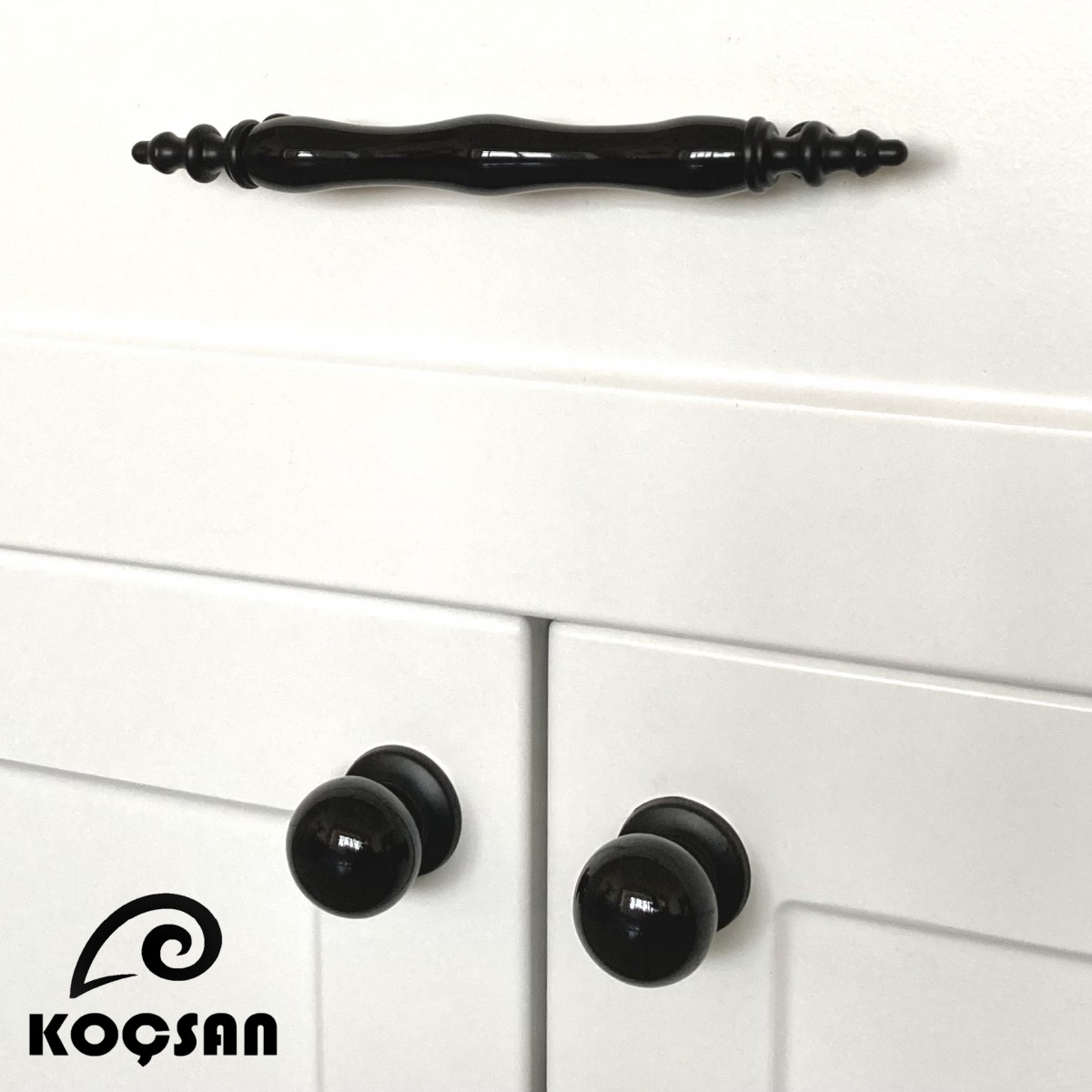 Asos 96 mm Siyah Porselen Kulp Lüks Country Mutfak Mobilya Dolap Çekmece Kulpu