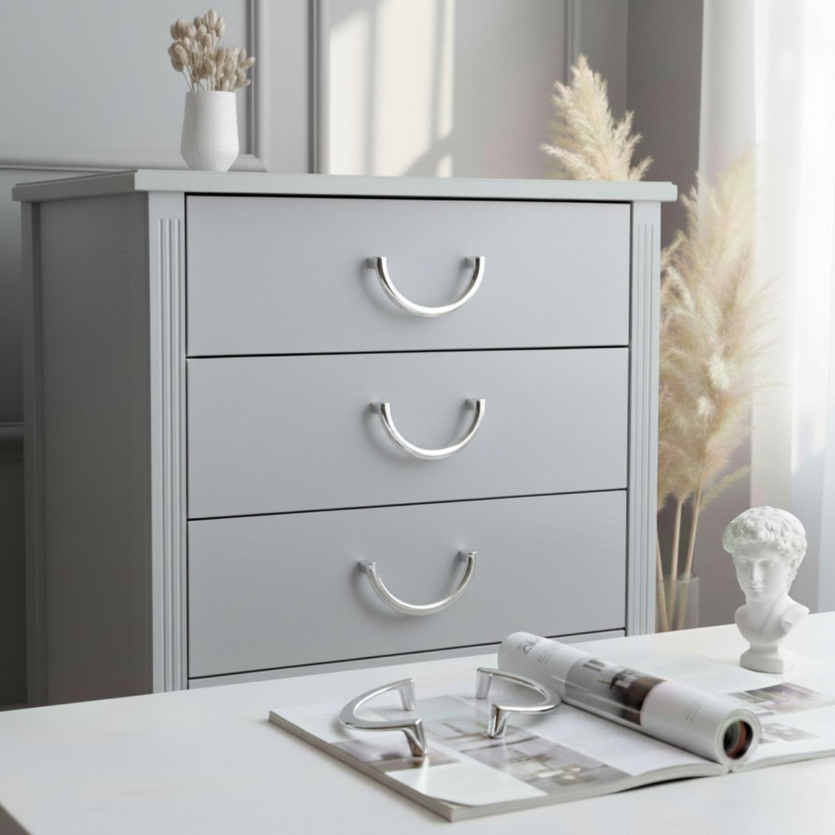 Ay C Kulp Lüks Country Mutfak Mobilya Dolap Çekmece Kulpu 160 mm-Krom