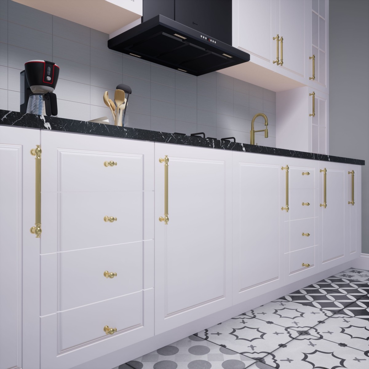 Begum Kulp Lüks Country Mutfak Mobilya Dolap Çekmece Kulpu 160 mm_Mat Altın Begum Kulp Lüks Country Mutfak Mobilya Dolap Çekmece Kulpu 160 mm_Mat Altın