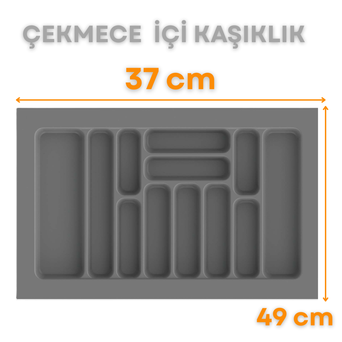 Çekmece İçi Kaşıklık, Düzenleyici, Organizatör 37 CM X 49 CM-Gri