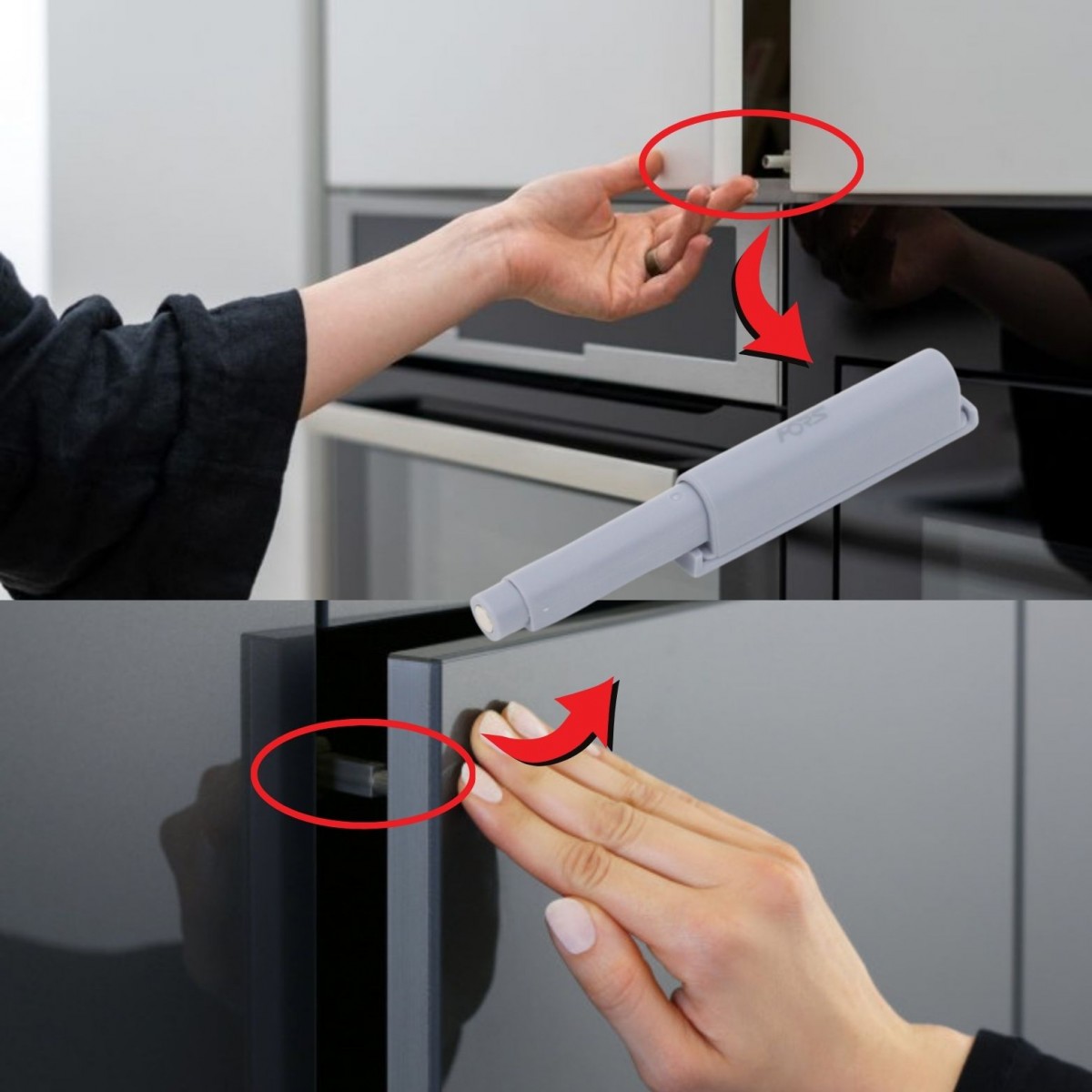 Dolap Kapak Bas Aç Aparatı Plastik Gri Oval Dolap Kapak Bas Aç Aparatı Plastik Gri Oval