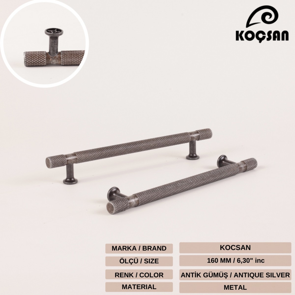 Firuze 160 mm Antik Gümüş Kulp Lüks Country Mutfak Mobilya Dolap Çekmece Kulpu Firuze 160 mm Antik Gümüş Kulp Lüks Country Mutfak Mobilya Dolap Çekmece Kulpu