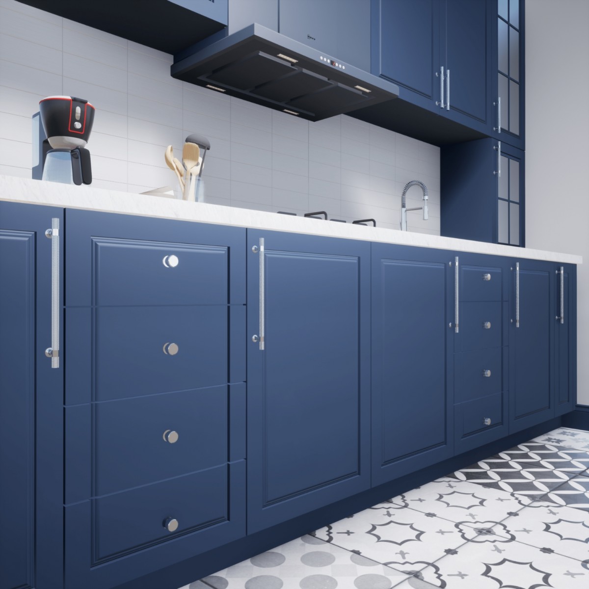 Firuze 160 mm Krom Kulp Lüks Country Mutfak Mobilya Dolap Çekmece Kulpu Firuze 160 mm Krom Kulp Lüks Country Mutfak Mobilya Dolap Çekmece Kulpu