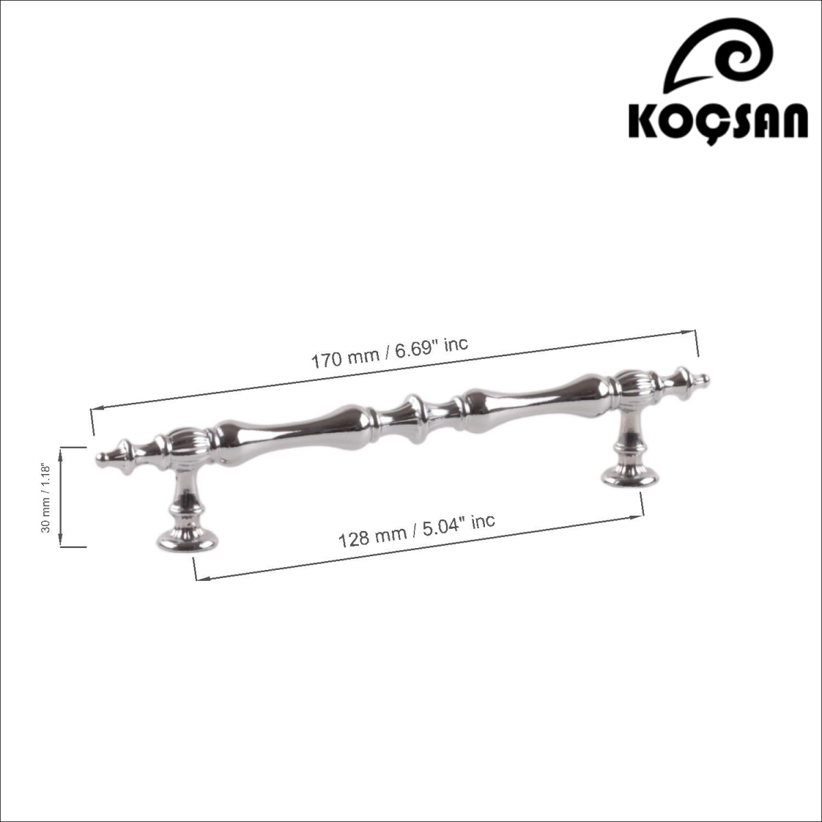 Hilal 128 mm Krom Kulp Lüks Country Mutfak Mobilya Dolap Çekmece Kulpu