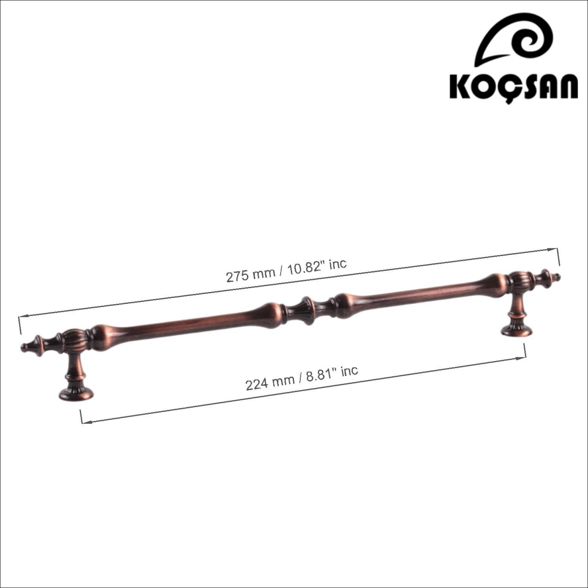 Hilal 224 mm Antik Bakır Kulp Lüks Country Mutfak Mobilya Dolap Çekmece Kulpu
