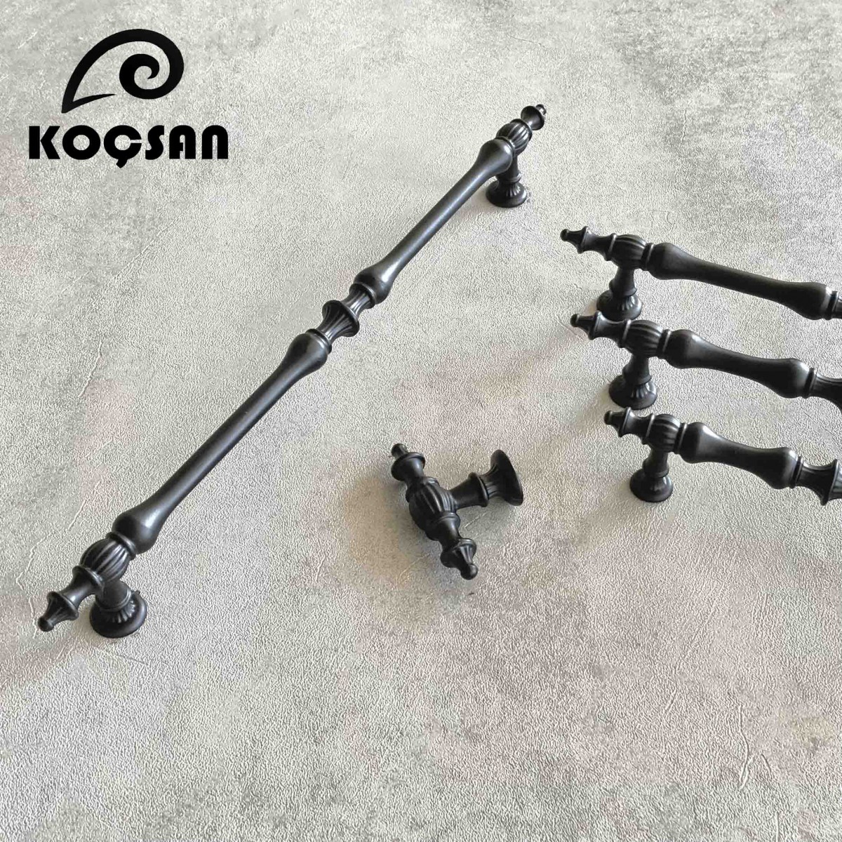 Hilal 224 mm Siyah Kulp Lüks Country Mutfak Mobilya Dolap Çekmece Kulpu