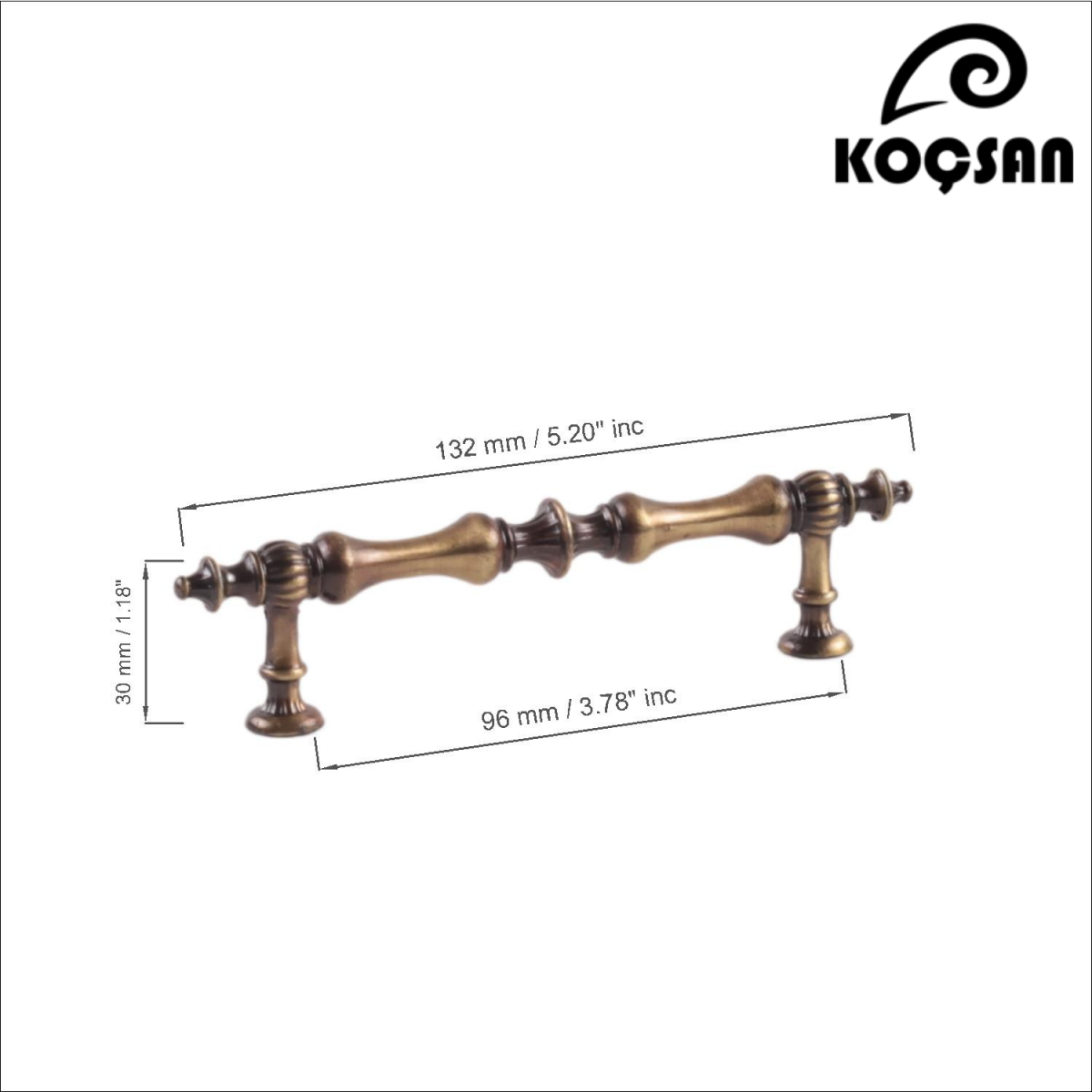 Hilal 96 mm Antik Sarı Kulp Lüks Country Mutfak Mobilya Dolap Çekmece Kulpu