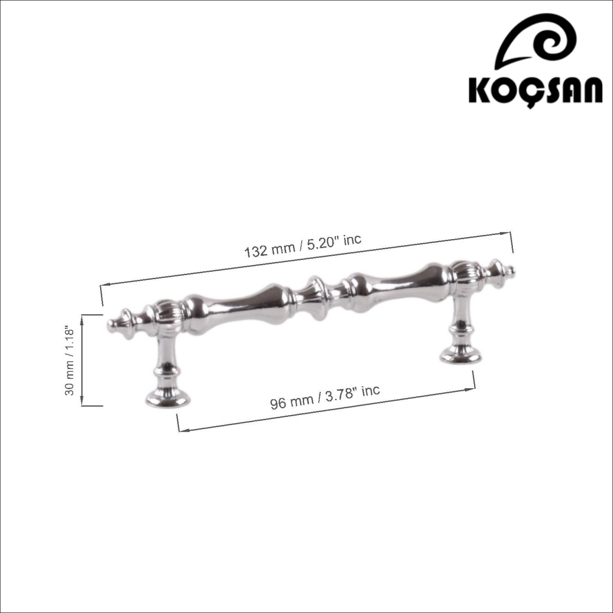 Hilal 96 mm Krom Kulp Lüks Country Mutfak Mobilya Dolap Çekmece Kulpu
