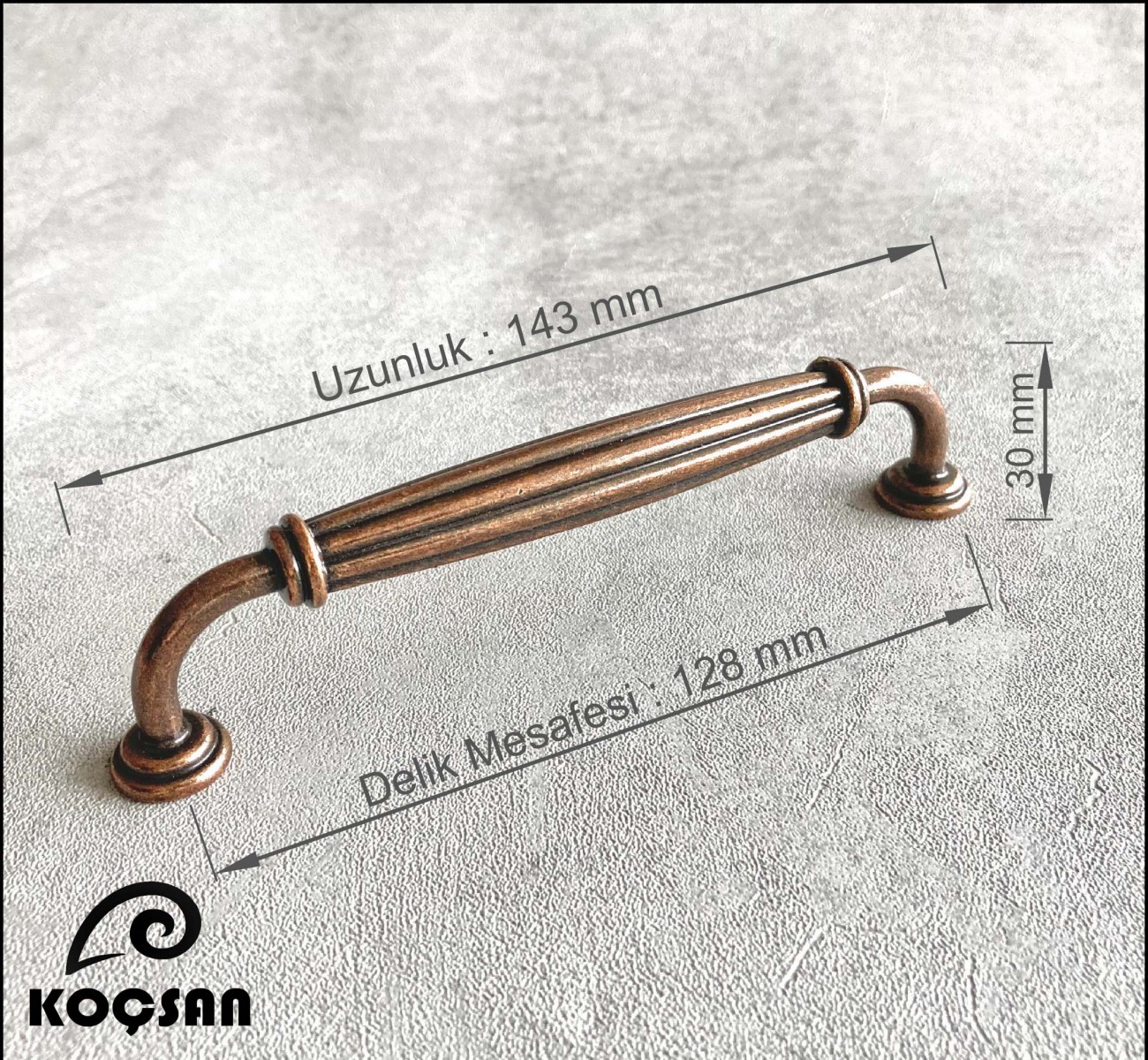 Kardelen 128 mm Antik Bakır Kulp Lüks Country Mutfak Mobilya Dolap Çekmece Kulpu