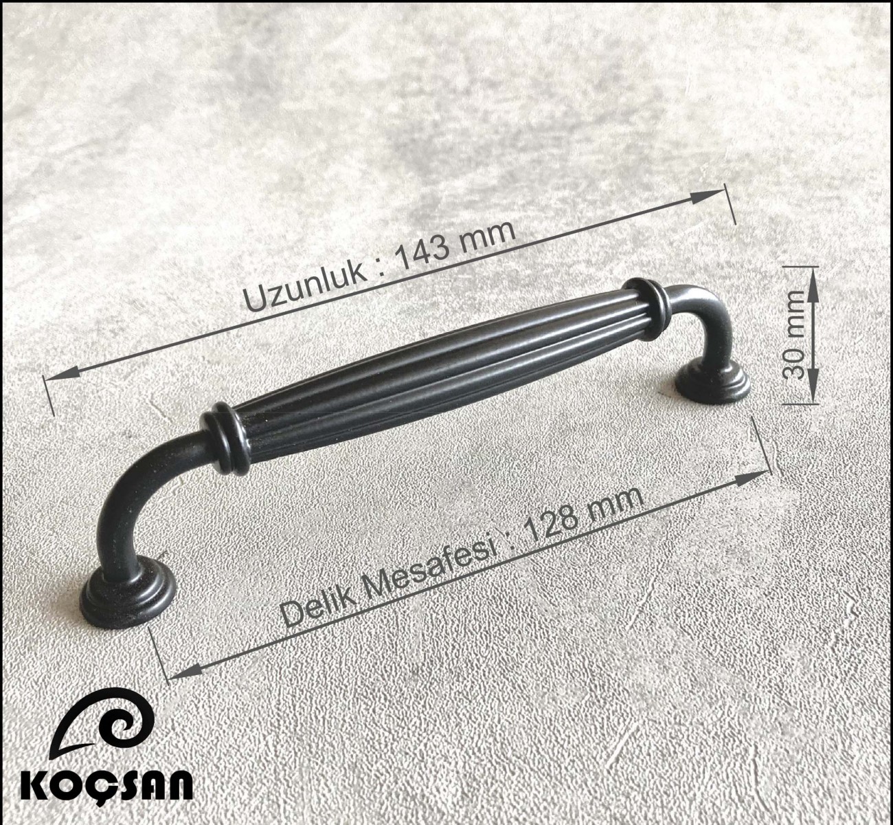 Kardelen 128 mm Siyah Kulp Lüks Country Mutfak Mobilya Dolap Çekmece Kulpu