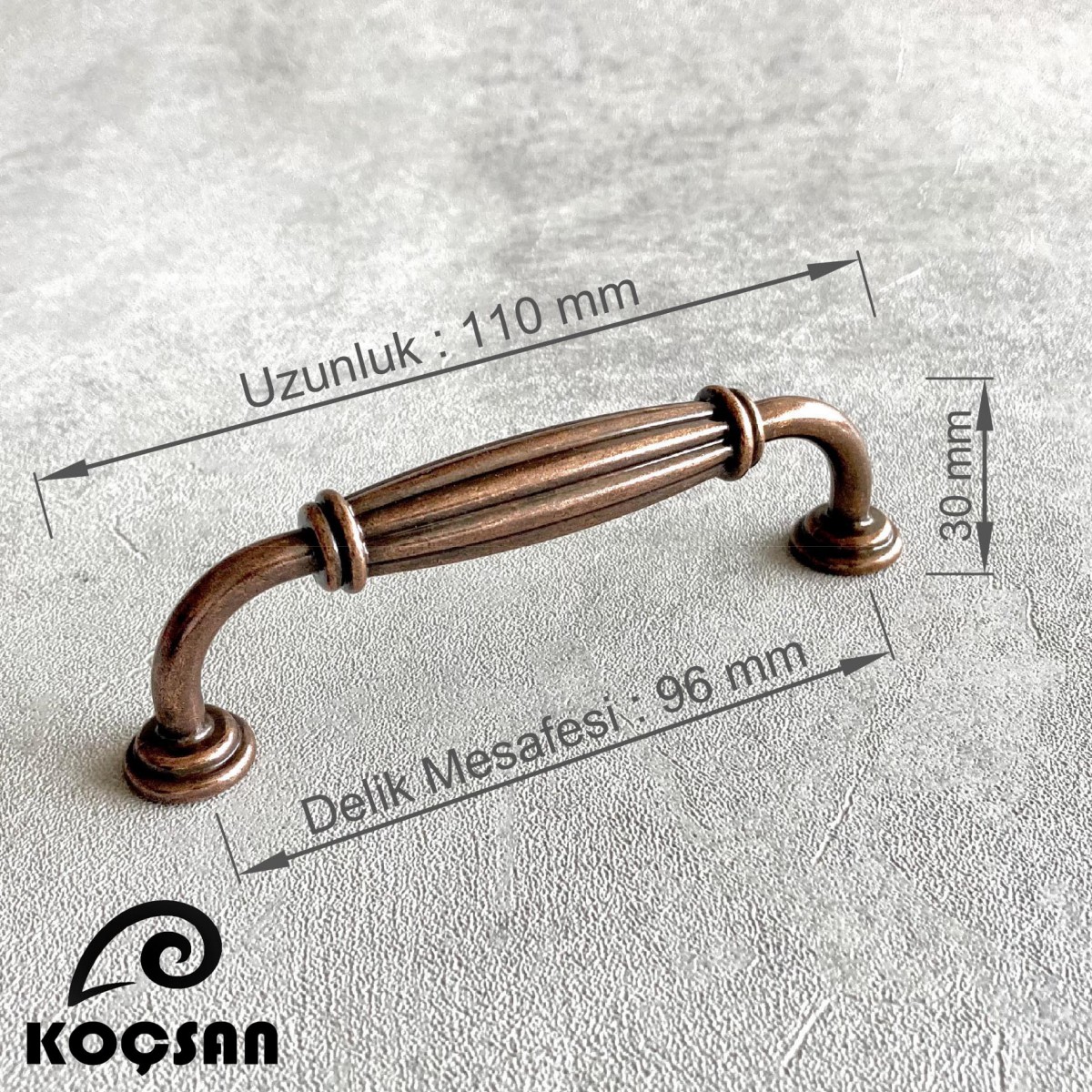 Kardelen 96 mm Antik Bakır Kulp Lüks Country Mutfak Mobilya Dolap Çekmece Kulpu