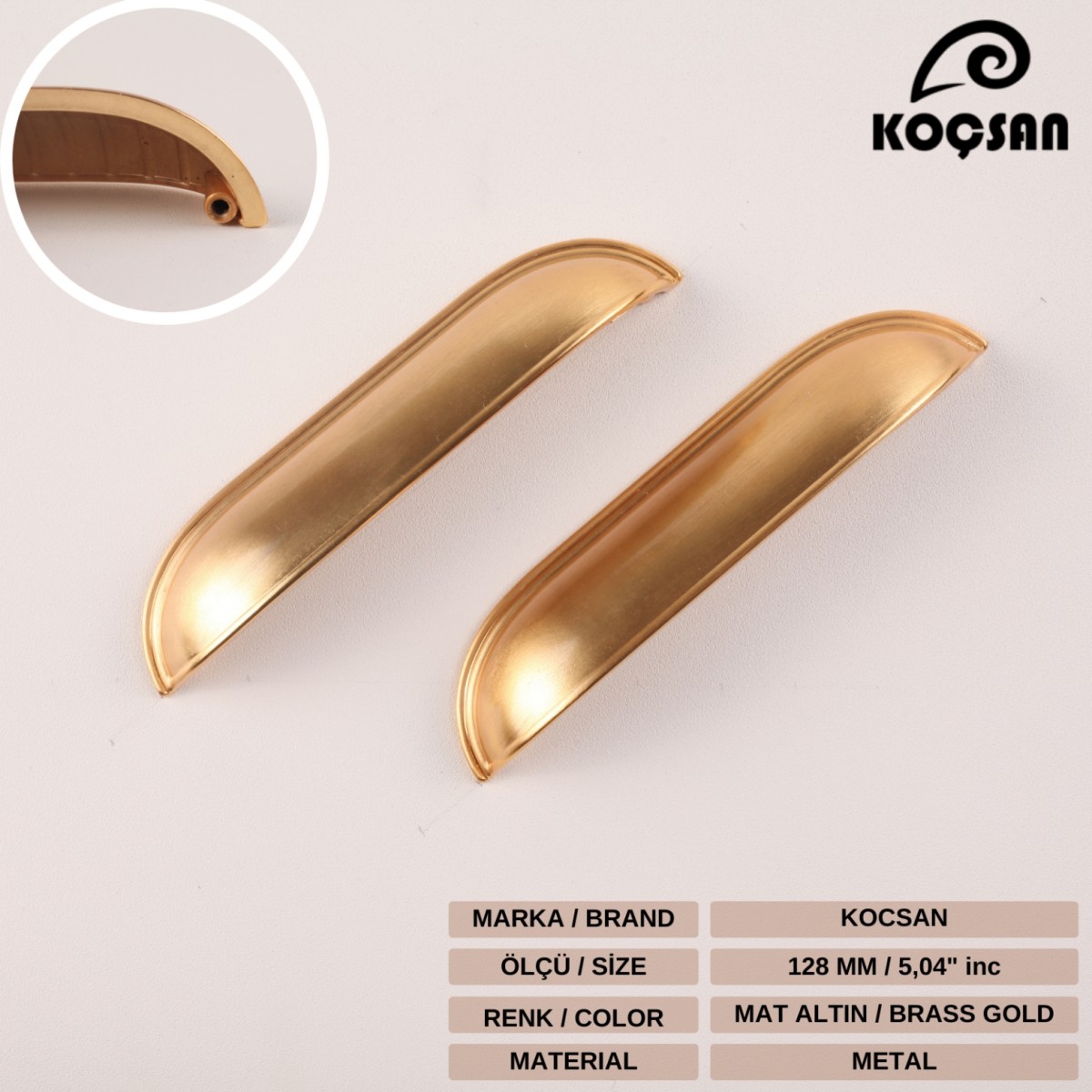 Midye 128 mm Mat Altın Kulp Lüks Country Mutfak Mobilya Dolap Çekmece Kulpu