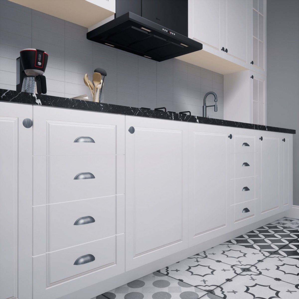 Midye 160 mm Antik Gümüş Kulp Lüks Country Mutfak Mobilya Dolap Çekmece Kulpu