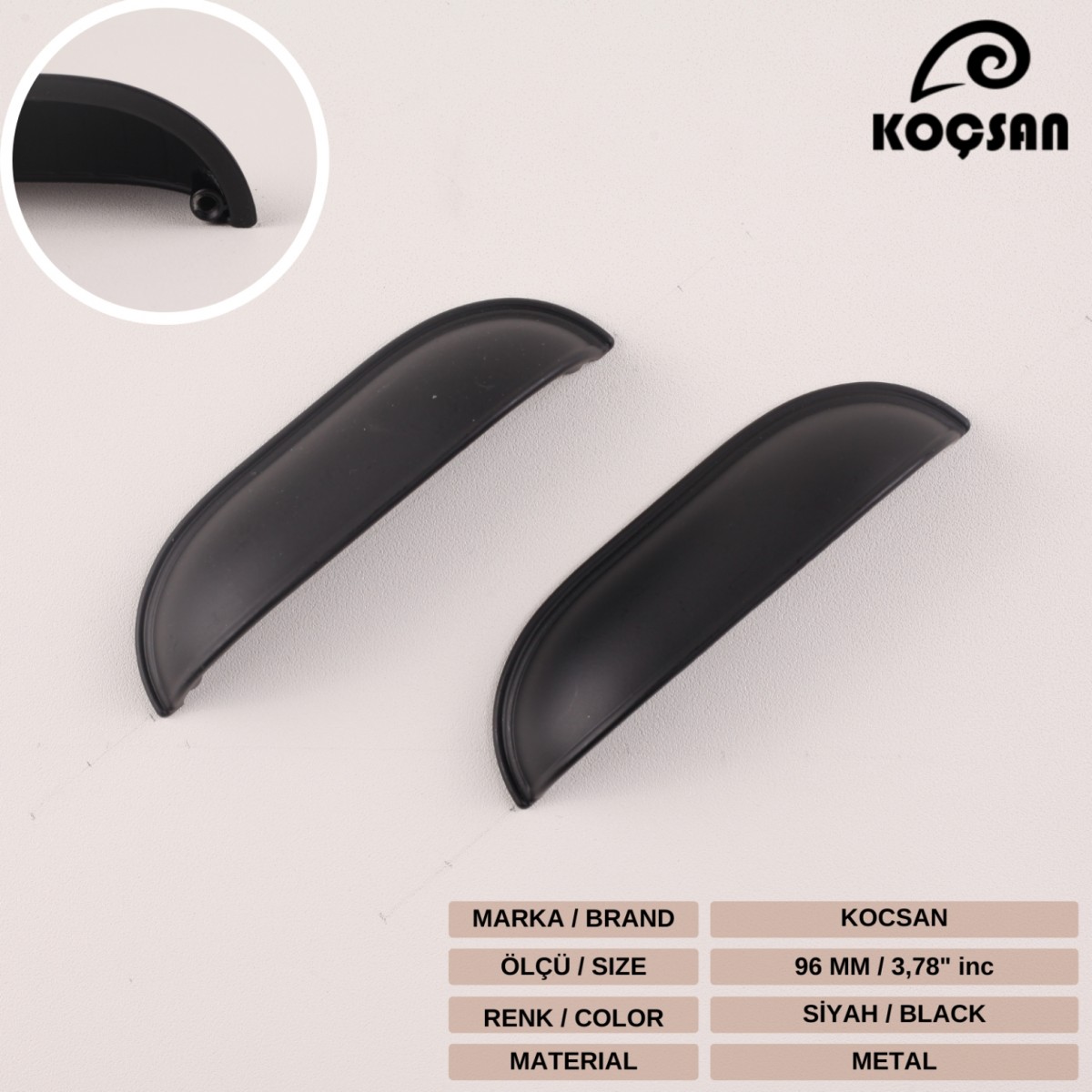 Midye 96 mm Siyah Kulp Lüks Country Mutfak Mobilya Dolap Çekmece Kulpu Midye 96 mm Siyah Kulp Lüks Country Mutfak Mobilya Dolap Çekmece Kulpu