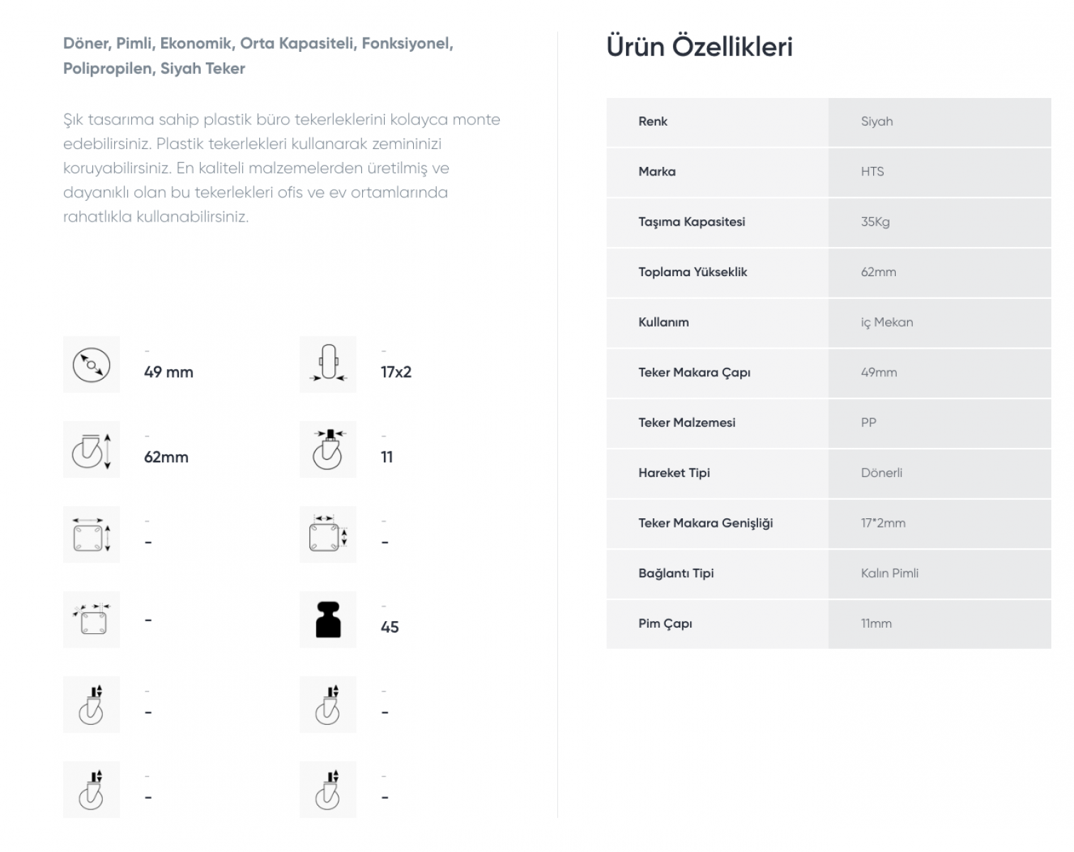 Mobilya Tekeri Büro Plastik Kalın Pimli Sarhoş Teker Mobilya Tekeri Büro Plastik Kalın Pimli Sarhoş Teker