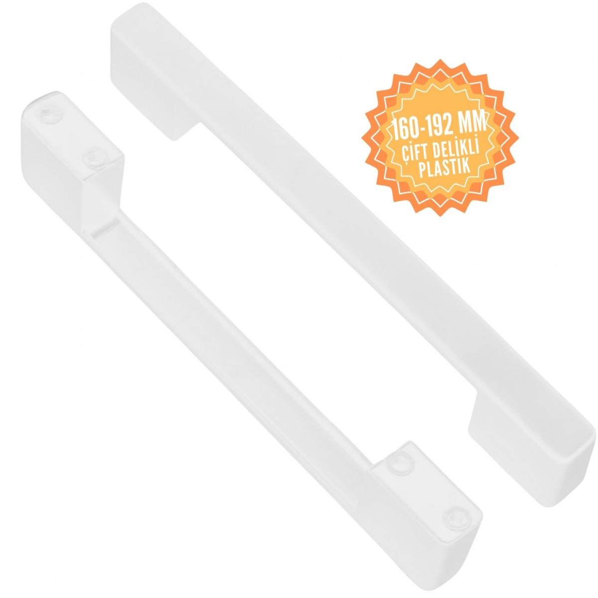 Plastik Çift Delikli Köprü Kulp 160-192 mm-Beyaz