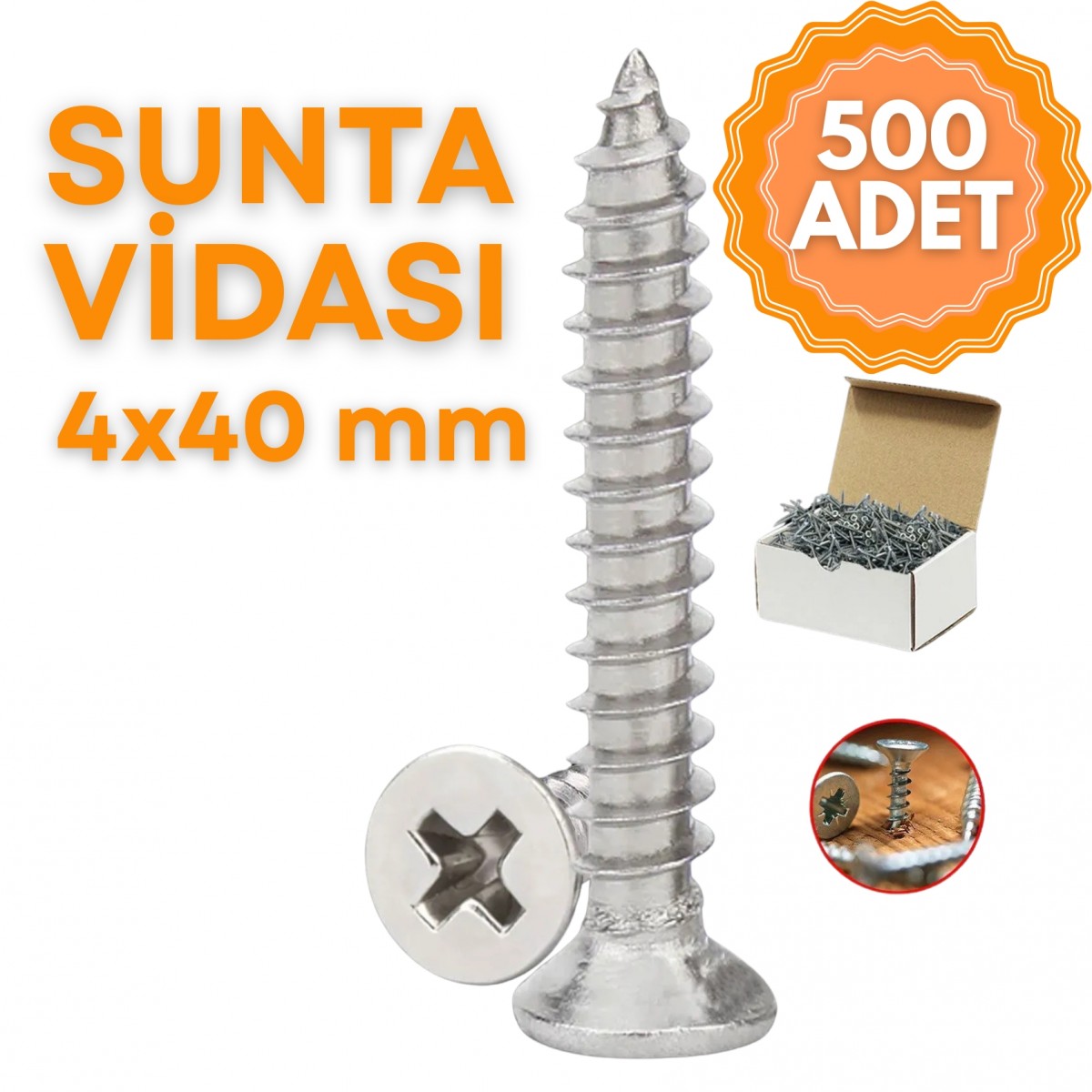 Sunta Ahşap Vidası 4 mm x 40 mm