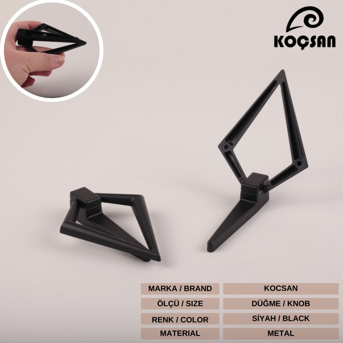 Triangle Siyah Kulp Lüks Country Mutfak Mobilya Dolap Çekmece Kulpu