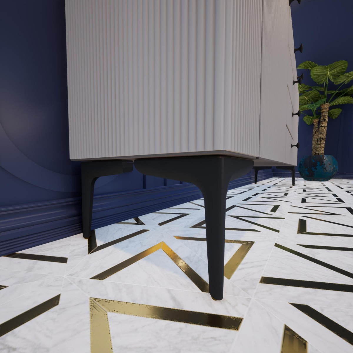 Venüs Siyah 20 cm Mobilya Ayağı, Lüks Metal Mobilya Ayak, Koltuk, Dolap, Şifonyer, Masa Ayak