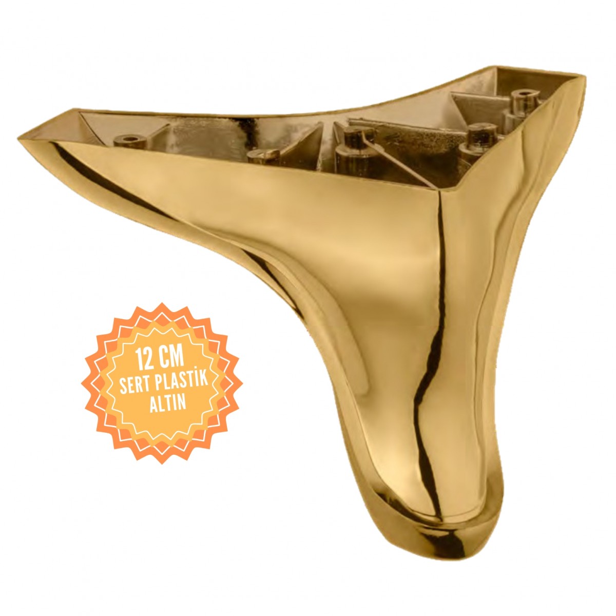 Yunus Plastik Mobilya Ayağı, Lüks Metal Mobilya Ayak, Koltuk, Dolap, Şifonyer Ayak 12 cm-Altın