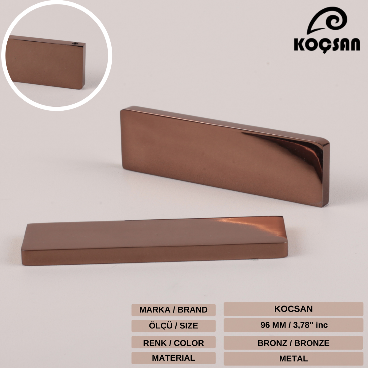Zarif 96 mm Bronz Kulp Lüks Country Mutfak Mobilya Dolap Çekmece Kulpu