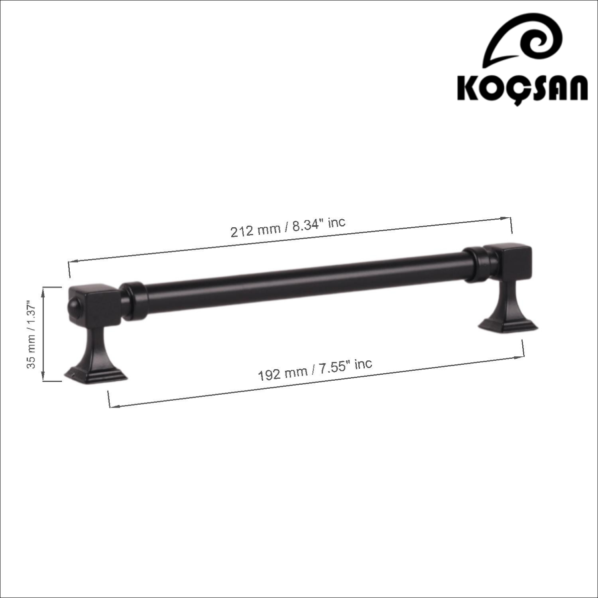 Zumra 192 mm Siyah Kulp Lüks Country Mutfak Mobilya Dolap Çekmece Kulpu