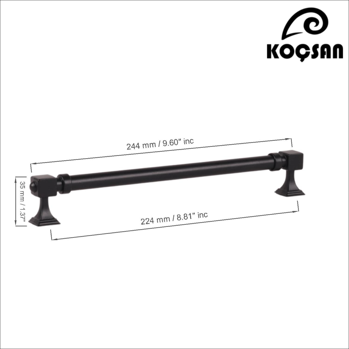 Zumra 224 mm Siyah Kulp Lüks Country Mutfak Mobilya Dolap Çekmece Kulpu
