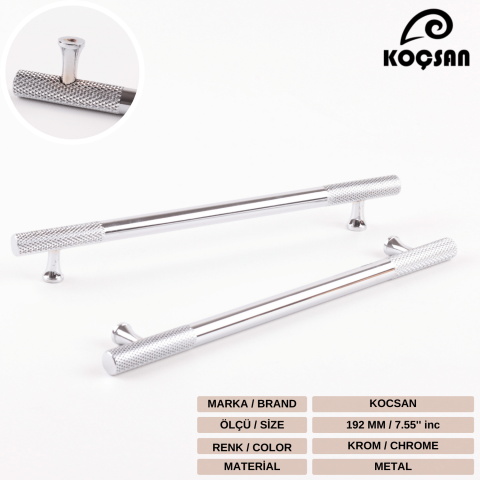 Apex 192 mm Krom Kulp Lüks Country Mutfak Mobilya Dolap Çekmece Kulpu
