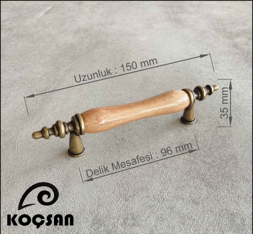 Asos 96 mm Antik Sarı Porselen Kulp Lüks Country Mutfak Mobilya Dolap Çekmece Kulpu