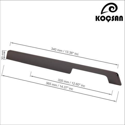 Ayla 320 mm Füme Kulp Lüks Country Mutfak Mobilya Dolap Çekmece Kulpu