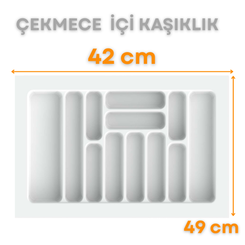 Çekmece İçi Kaşıklık, Düzenleyici, Organizatör 42 CM X 49 CM-Beyaz