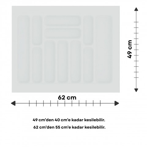 Çekmece İçi Kaşıklık, Düzenleyici, Organizatör 62 CM X 49 CM-Beyaz