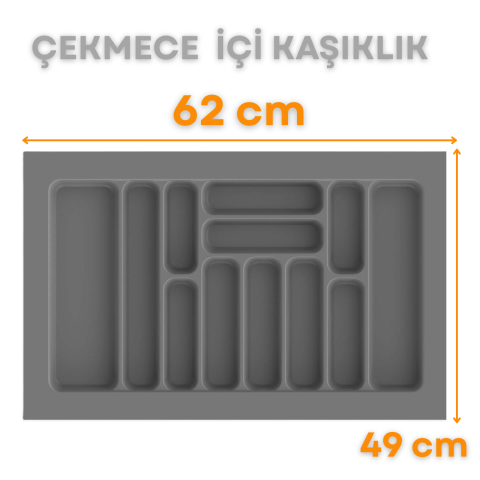 Çekmece İçi Kaşıklık, Düzenleyici, Organizatör 62 CM X 49 CM-Gri