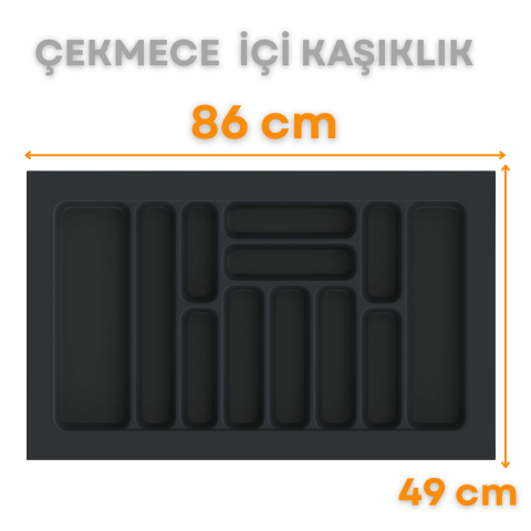 Çekmece İçi Kaşıklık, Düzenleyici, Organizatör 86 CM X 49 CM-Antrasit