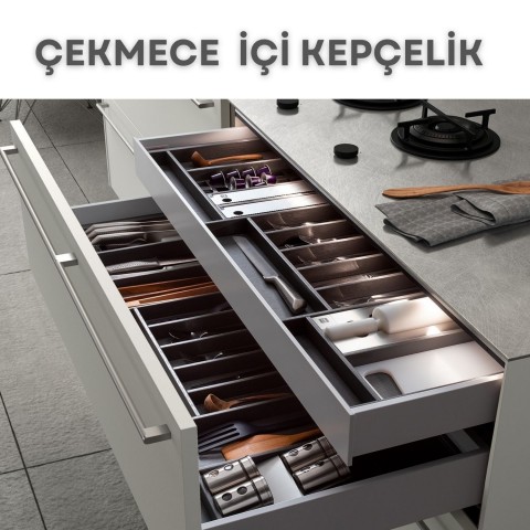 Çekmece İçi Kepçelik, Düzenleyici, Organizatör 62 CM X 49 CM -Gri