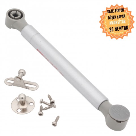Gazlı Piston Dolap Düşer Kapak Amorsitörü Mat Gümüş 100 Newton Gazlı Piston Dolap Düşer Kapak Amorsitörü Mat Gümüş 100 Newton