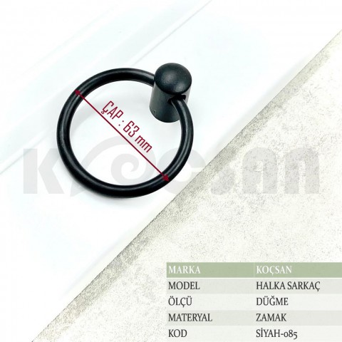 Halka Sarkac Siyah Kulp Lüks Country Mutfak Mobilya Dolap Çekmece Kulpu