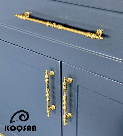 Hilal 128 mm Altın Kulp Lüks Country Mutfak Mobilya Dolap Çekmece Kulpu