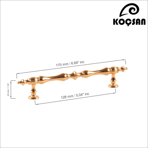 Hilal 128 mm Altın Kulp Lüks Country Mutfak Mobilya Dolap Çekmece Kulpu