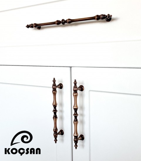 Hilal 128 mm Antik Bakır Kulp Lüks Country Mutfak Mobilya Dolap Çekmece Kulpu