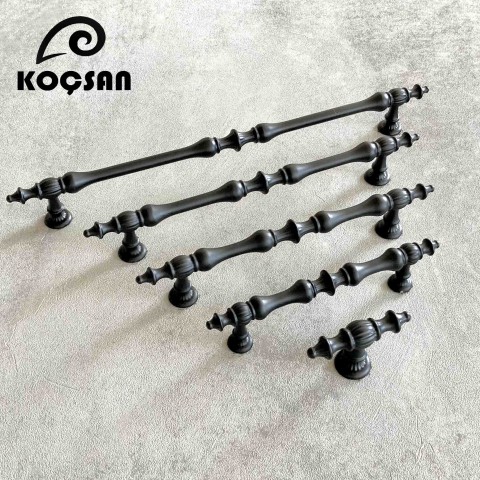 Hilal 128 mm Siyah Kulp Lüks Country Mutfak Mobilya Dolap Çekmece Kulpu
