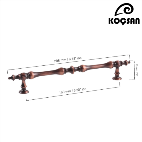 Hilal 160 mm Antik Bakır Kulp Lüks Country Mutfak Mobilya Dolap Çekmece Kulpu