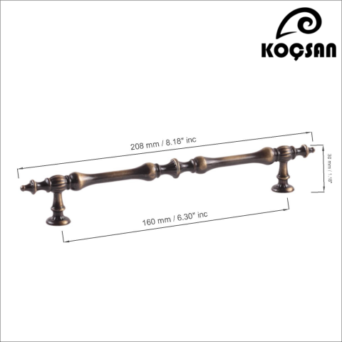 Hilal 160 mm Antik Sarı Kulp Lüks Country Mutfak Mobilya Dolap Çekmece Kulpu