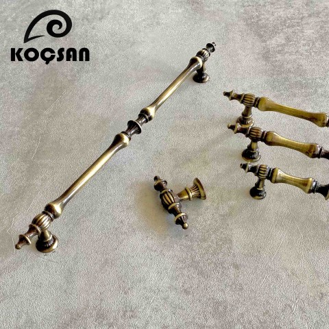 Hilal 160 mm Antik Sarı Kulp Lüks Country Mutfak Mobilya Dolap Çekmece Kulpu